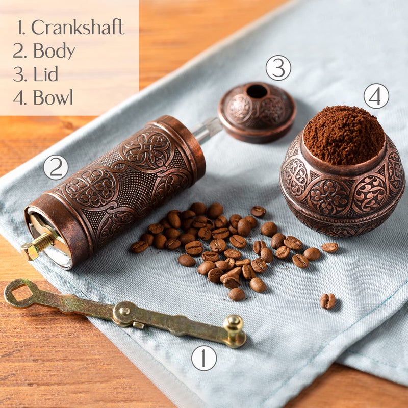 Crystalia Refillable Coffee Grinder, Authentic Manual Mill with Adjustable Grinder, Metal Coffee Mill with Handle, Antique Coffe Grinder with Hand Crank, Adjustable Coarseness - Image 4